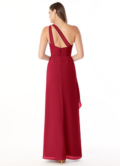 Azazie Maive Bridesmaid Dresses Scarlet Sheath Pleated Ruffle Chiffon Dress image2