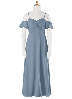 Azazie Juna Junior Dusty Blue A-Line Off the Shoulder Chiffon Dress image6