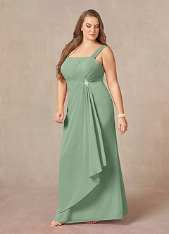 Azazie Weisz Mother of the Bride Dresses Matcha A-Line Square Neckline Pleated Chiffon Dress image11