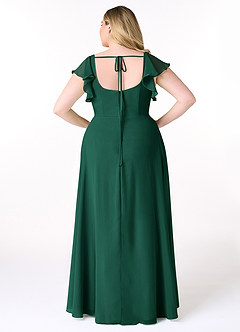 Azazie Bondi Bridesmaid Dresses Emerald A-Line Ruffled Chiffon Dress image8