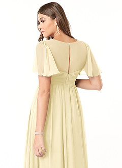 Azazie Verna Maternity Bridesmaid Dresses A-Line V-Neck Ruched Chiffon Floor-Length Dress image6