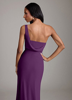Azazie Madelyn Bridesmaid Dresses Grape Mermaid One Shoulder Chiffon Convertible Dress image9