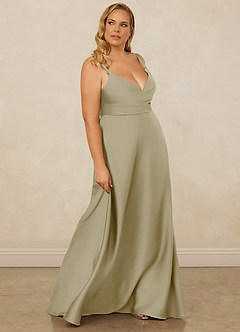 Christian Siriano Bridal for Azazie 1001 Bridesmaid Dresses Moss Green A-Line Sweetheart Neckline Stretch Satin Dress image14