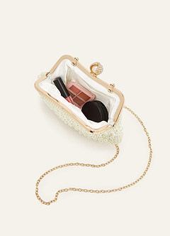 front Pearl Beaded Clutch Bag