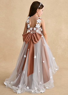 Azazie Celia Flower Girl Dresses Bronzer A-Line Lace Tulle Dress image2