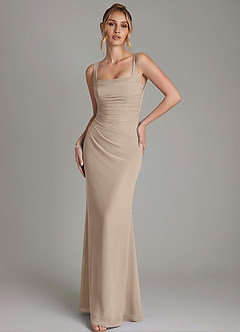 Azazie Agustina Bridesmaid Dresses Taupe Mermaid Corset Chiffon Dress image4