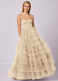 Barbie ♥ Azazie Bridesmaid Dresses Champagne A-Line Sweetheart Neckline Tulle Dress image4