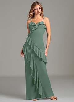 Azazie Danny Bridesmaid Dresses Eucalyptus Mermaid Ruched Chiffon Dress image3