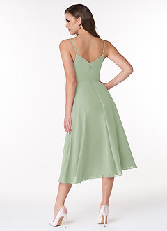 Azazie Clarissa Brautjungfernkleider A-Linie V-Hals Chiffon Kleid Staubiger Salbeigrün image2
