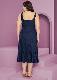 Barbie ♥ Azazie Robes de demoiselle d'honneur Robe Trapèze en Blumen-Burnout avec poches Bleu Marine Foncé image11
