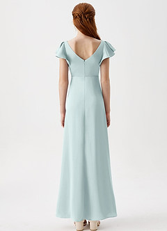 Azazie Omari Junior Mist A-Line Pleated Stretch Satin Dress image7