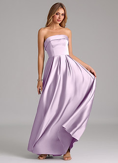 Azazie Lucienne Bridesmaid Dresses Frosted Lilac A-Line Strapless Stretch Satin Convertible Dress image5