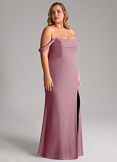 Azazie Saige Bridesmaid Dresses Vintage Mauve A-Line Off the Shoulder Chiffon Convertible Dress image12