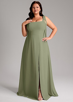 Azazie Debra Abiti da Damigella Abito Convertibile A-Line in Chiffon Con Tasche Pistacchio image3