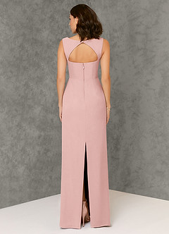 Azazie Flori Bridesmaid Dresses Powder Pink Sheath Square Neckline Chiffon Dress image2