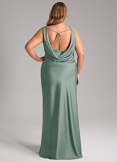 Azazie Rylina Bridesmaid Dresses Silver Sage Mermaid Stretch Satin Dress image8