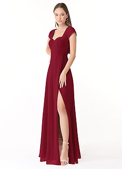 Azazie Hainsly Bridesmaid Dresses Burgundy A-Line Sweetheart Neckline Chiffon Dress image3