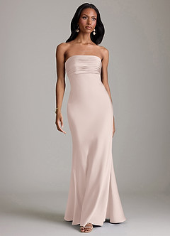 Azazie Saylor Brudtärnklänningar Klä av Sjöjungfru i Stretch Satin Axelbandslös Rodnande Rosa image2