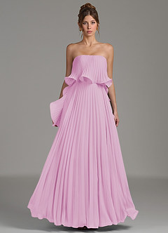 Azazie Alexia Bridesmaid Dresses Candy Pink A-Line Ruched Chiffon Dress image4