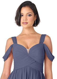 Azazie Lianne Bridesmaid Dresses Stormy A-Line Off the Shoulder Chiffon Dress image5