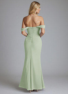 Azazie Luiza Probar vestidos en casa Vestido de Salvia Polvorienta de Gasa de Corte Sirena con Vestidos sin tirantes image7