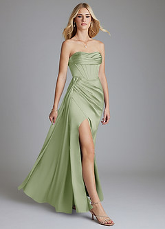 Azazie Amyra Bridesmaid Dresses Dusty Sage Mermaid Off the Shoulder Stretch Satin Convertible Dress image10