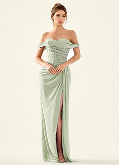 Seraphinalyn Light Green Satin Faced Chiffon Satin Faced Chiffon Prom Dress image6
