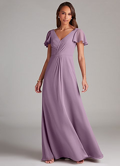 Azazie Soren Bridesmaid Dresses Wisteria A-Line Ruched Chiffon Dress image3