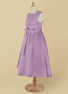 Azazie Coco Blumenmädchenkleider A-Linie Schleifen Matte Satin Kleid Blauregen image10