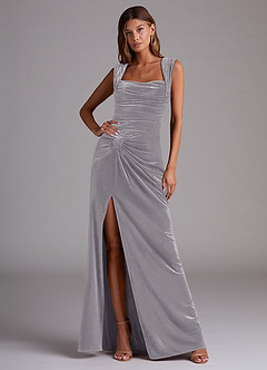 Azazie Genesis Bridesmaid Dresses French Lilac Sheath Pleated Velvet Dress image1