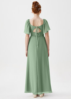 Azazie Chloe Junior Dusty Blue A-Line Sweetheart Neckline Chiffon Dress image2