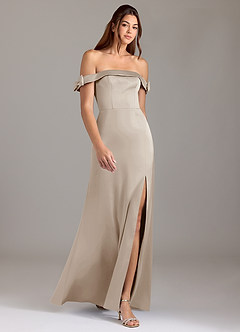 Azazie Zayla Bridesmaid Dresses Frost A-Line Off the Shoulder Stretch Satin Convertible Dress image3