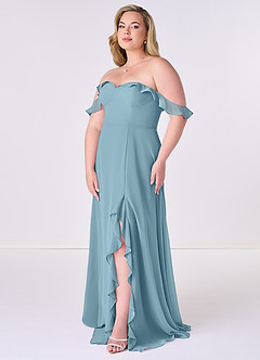 Barbie ♥ Azazie Bridesmaid Dresses Moody Blue A-Line Off the Shoulder Chiffon Convertible Dress image9