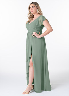 Azazie Omari Bridesmaid Dresses Silver Sage A-Line Chiffon Dress image9