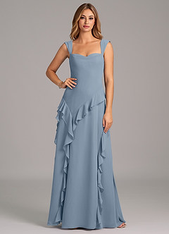 Azazie Sloane Bridesmaid Dresses Dusty Blue A-Line Sweetheart Neckline Chiffon Dress image5