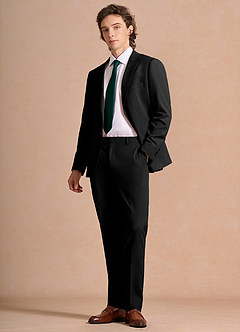 front Carter Sort Jakkesæt i bomulds- og hørblanding