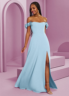 Barbie ♥ Azazie Bridesmaid Dresses Sky Blue A-Line Off the Shoulder Chiffon Convertible Dress image8