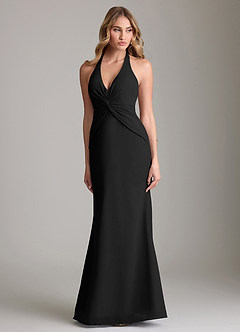Azazie Valerie Bridesmaid Dresses Black Mermaid Pleated Chiffon Dress image1