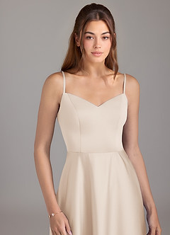 Azazie Marley Bridesmaid Dresses White Alabaster A-Line Off the Shoulder Stretch Satin Convertible Dress image2