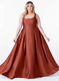 Azazie Neve Brautjungfernkleider Ballkleid mit Taschen Stretch-Satin Kleid Terrakotta image10