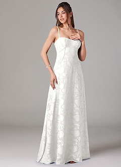 Azazie Valentine Bridesmaid Dresses White A-Line Sweetheart Neckline Floral Burnout Dress image3
