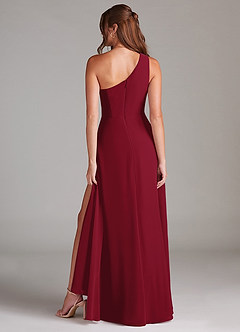 Azazie Brooke Bridesmaid Dresses Burgundy A-Line One Shoulder Chiffon Dress image7