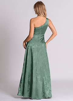 Azazie Brooke 신부 들러리 드레스 A라인 한쪽 어깨 자카드 바닥 길이 드레스 image6