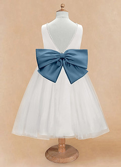 Azazie Seline Flower Girl Dresses Ivory Bermuda A-Line Bow Tulle Dress image7