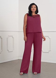 Azazie Maura Mother of the Bride Dresses Mulberry Jumpsuit/Pantsuit Sequins Chiffon Dress image4