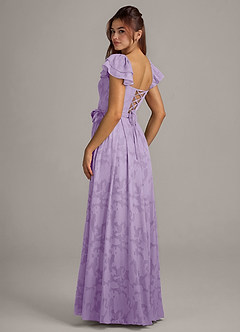 Azazie Aricella Brautjungfernkleider A-Linie Korsett Blumen-Burnout Kleid Flieder image4