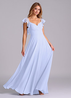 Azazie Leilani Robes de demoiselle d'honneur Robe Trapèze en Mousseline de soie Plissée Lavande image3