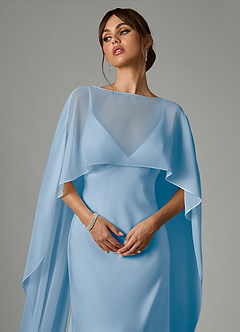 Azazie Stefania Robes de demoiselle d'honneur Robe Trapèze en Satin extensible Poudre Bleue image5