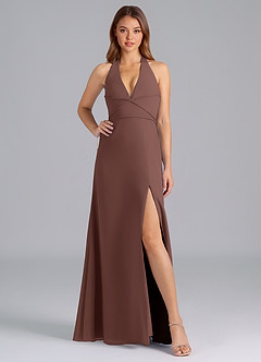 Azazie Odie Bridesmaid Dresses Espresso A-Line Chiffon Dress image5