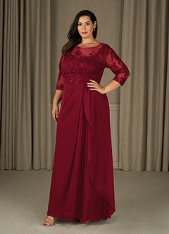 Azazie Calanthe Mother of the Bride Dresses Burgundy A-Line Scoop Chiffon Dress image6